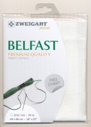 Лен Zweigart Belfast 32. Цвет 101 Antique White (молочный)