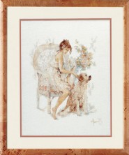 Девушка в кресле с собакой. Коллекция Romantic