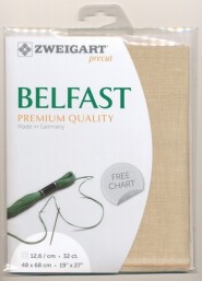 Лен Zweigart Belfast 32. Цвет 233 Antique Ivory (кремовый темный)